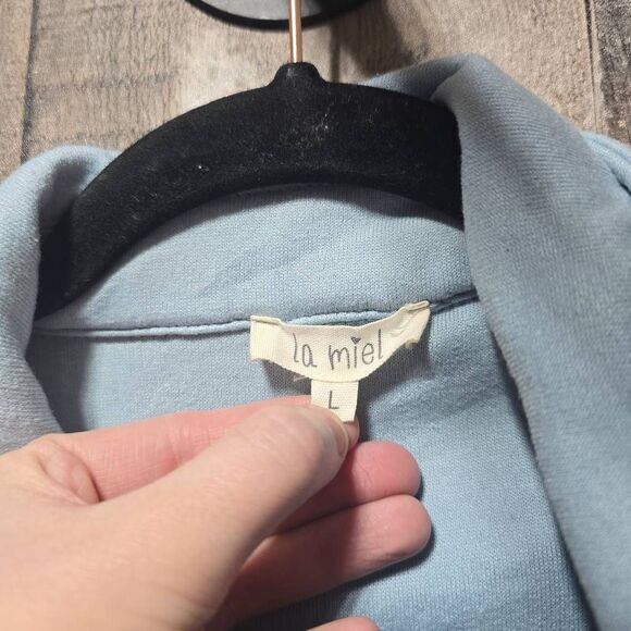 La Miel Blue Snug As a Bug Button Down Fleece  Shirt Jacket Shacket - Picture 4 of 5